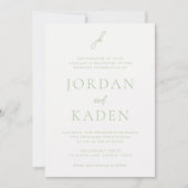 Jordan Soft Sage Script Monogram Elegante bruiloft Kaart (Voorkant)