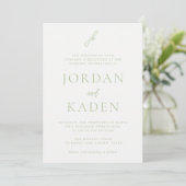 Jordan Soft Sage Script Monogram Elegante bruiloft Kaart (Staand voorkant)