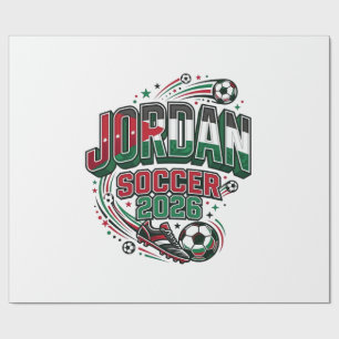 Jordan Voetbal 2026 Voetbal Vet Land Typografie Cadeaupapier