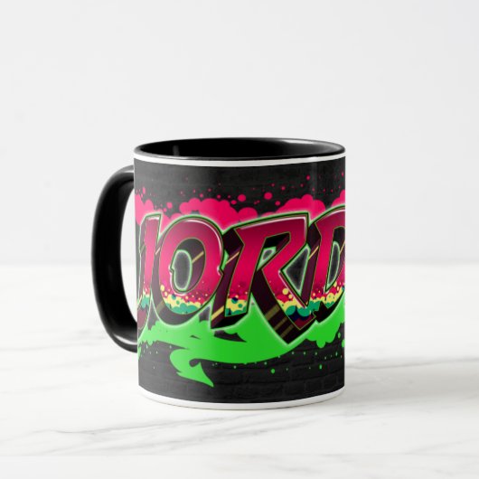 Jordan Vorname Name Graffiti red green Tasse Mok (Voorkant links)