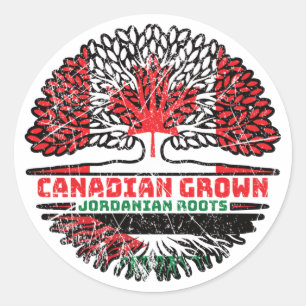 Jordanië - Canadese vlag over boomstamwortels in C Ronde Sticker