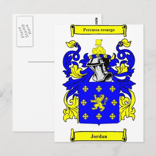 Jordanië (Engels) wapenschild Briefkaart (Voorkant / Achterkant)