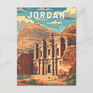Jordanië Illustratie Reis Kunst Vintage Briefkaart
