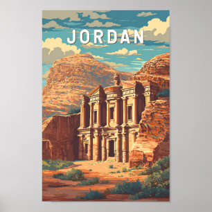 Jordanië Illustratie Reis Kunst Vintage Poster