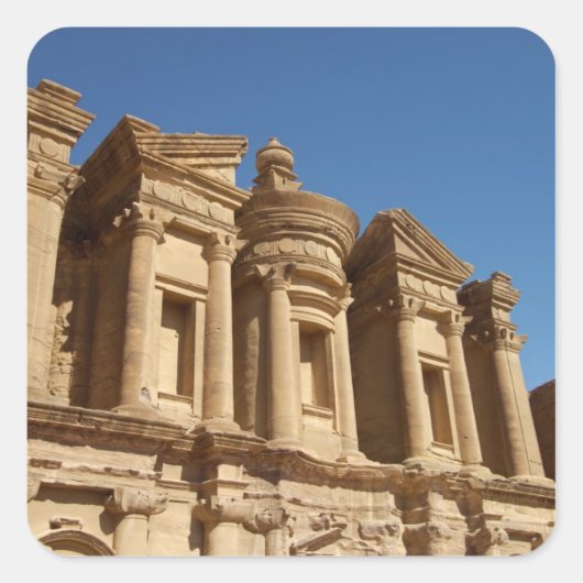 Jordanië, Petra, Het Klooster, Al Deir. 2 Vierkante Sticker (Voorkant)