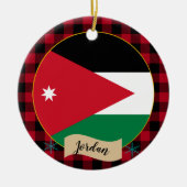 Jordanië, Rode buffels, Jordaanse vlag Keramisch Ornament (Voorkant)