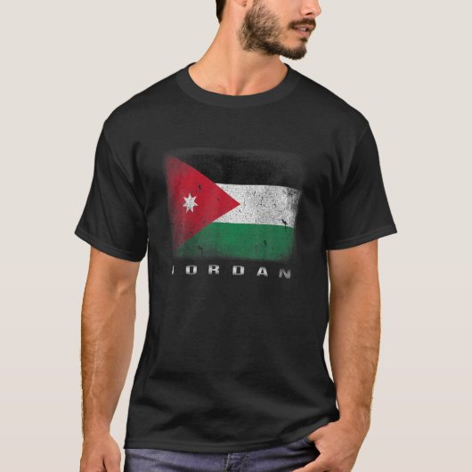 Jordanië T shirt Jordaanse Retro Flag (Voorkant)