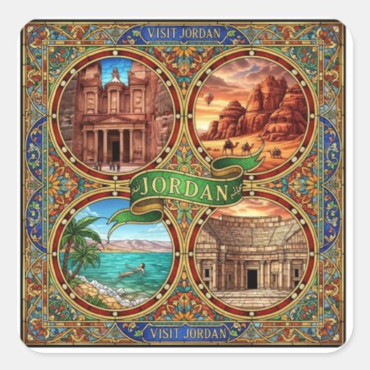 JORDANIE VIERKANTE STICKER (Voorkant)