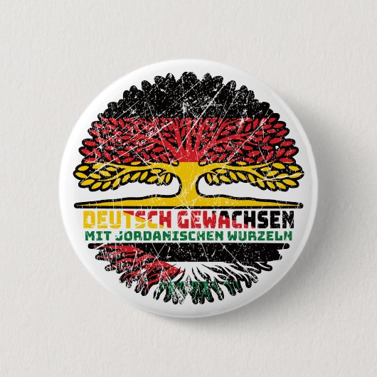 Jordanien Jordanisch Deutsch Deutschland Baum Ronde Button 5,7 Cm (Voorkant)