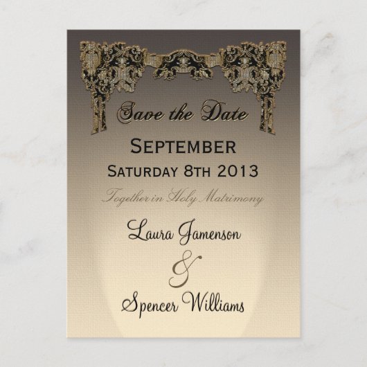 Jordey Sepia Huwelijksherinnering Briefkaart (Voorkant)