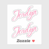 Jordyn Decoratieve Naam in Roze x2 Sticker (Vel)