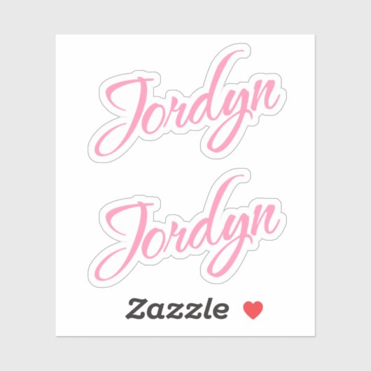 Jordyn Decoratieve Naam in Roze x2 Sticker (Vel)