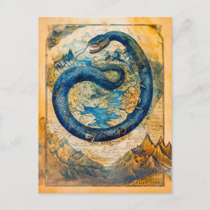 Jörmungandr de Midgard-serpent op de wereldkaart Feestdagenkaart