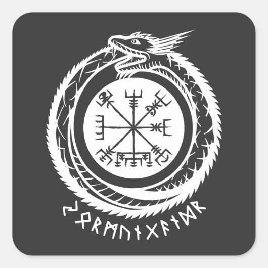 Jormungandr - Noordse rune Vierkante Sticker (Voorkant)