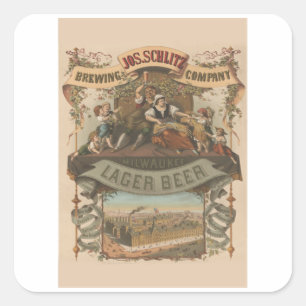 Jos Schlitz Brew Co. - Vintage Beer Vierkante Sticker