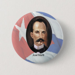 Jose Marti over Cubaanse vlag Ronde Button 5,7 Cm
