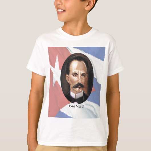 Jose Marti over de Cubaanse vlag T-shirt (Voorkant)