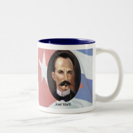 Jose Marti over de Cubaanse vlag Tweekleurige Koffiemok