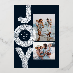Jose moderne twee foto's met een dikke kerstmis folie feestdagenkaart
