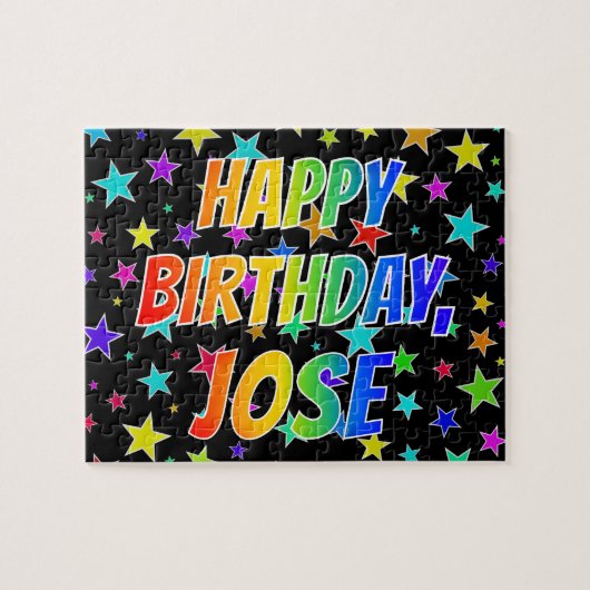 "JOSE" Voornaam, geun "HAPPY BIRTHDAY" Legpuzzel (Horizontaal)