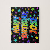 "JOSE" Voornaam, geun "HAPPY BIRTHDAY" Legpuzzel (Verticaal)