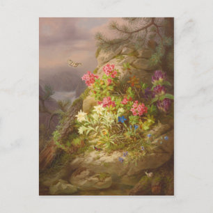 Josef Lauer Stilleven met bloemen en slakken Briefkaart