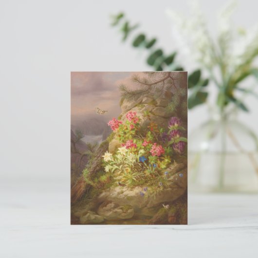 Josef Lauer Stilleven met bloemen en slakken Briefkaart (Staand voorkant)