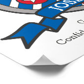 Joseph boys J name and betekenend blue red crest Poster (Hoek)