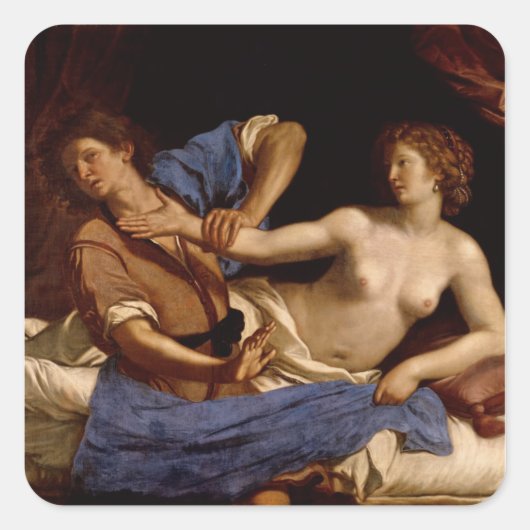 Joseph en de vrouw van Potiphar, c.1649 Vierkante Sticker (Voorkant)