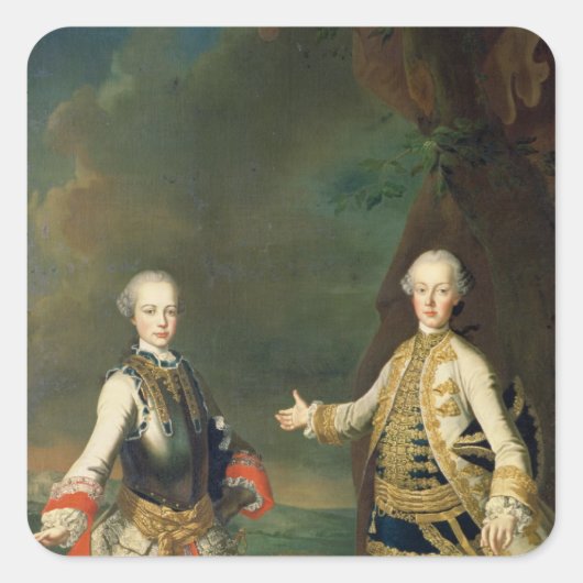 Joseph en Leopold, zonen van Francis I en Maria Vierkante Sticker (Voorkant)