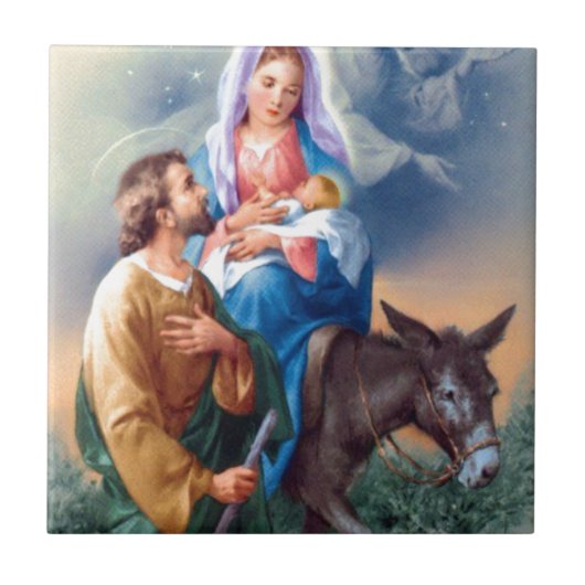 Joseph en Mary met Baby Jesus Tegeltje (Voorkant)
