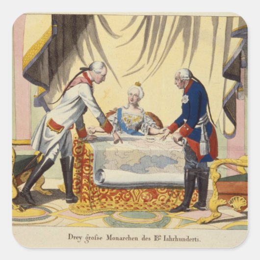 Joseph II, Catherine the Great en Frederick II Vierkante Sticker (Voorkant)