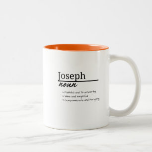 Joseph, jongen gepersonaliseerde naam definitie tweekleurige koffiemok