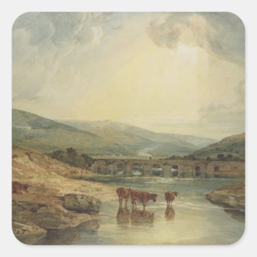 Joseph Mallord William Turner | Brug over de Veren Vierkante Sticker (Voorkant)