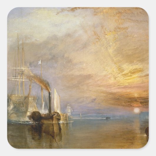 Joseph Mallord William Turner | De strijdingstempe Vierkante Sticker (Voorkant)