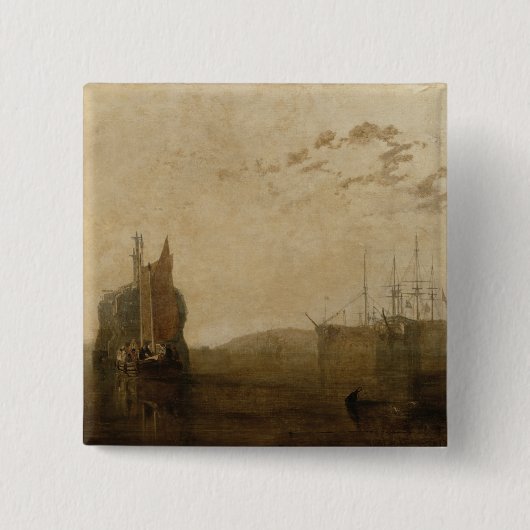 Joseph Mallord William Turner | Hulks op de Tamar Vierkante Button 5,1 Cm (Voorkant)