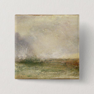 Joseph Mallord William Turner Stormy Zee Breakin Vierkante Button 5,1 Cm