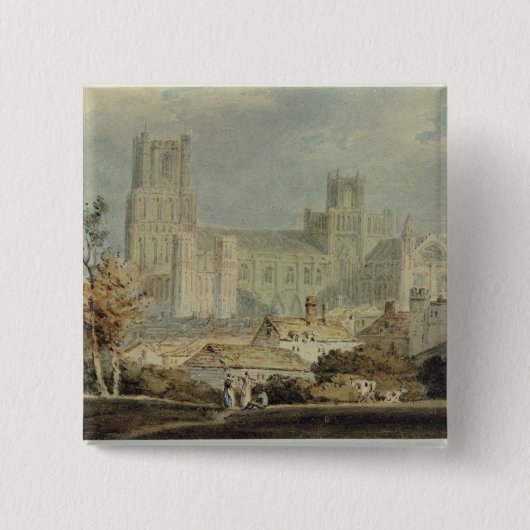 Joseph Mallord William Turner | Uitzicht van Ely C Vierkante Button 5,1 Cm (Voorkant)
