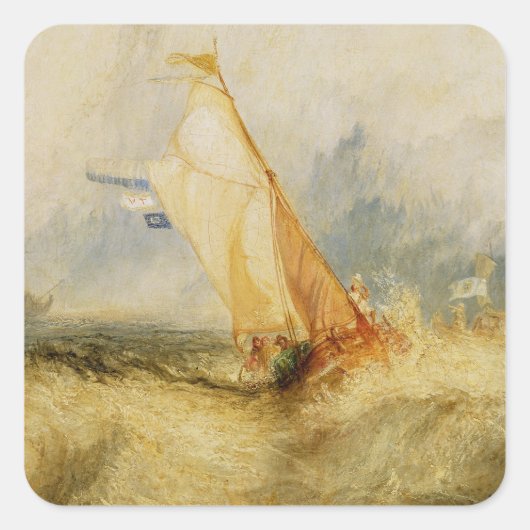Joseph Mallord William Turner | Van Tromp Going Ab Vierkante Sticker (Voorkant)