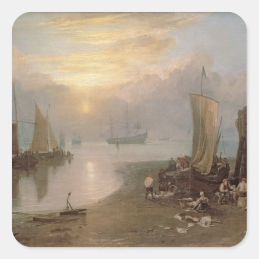 Joseph Mallord William Turner | Zonnestralen door Vierkante Sticker (Voorkant)