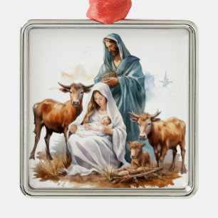 JOSEPH MARY BABY JESUS CHRISTMAS RELIGIOUS METALEN ORNAMENT