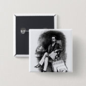 Joseph Pulitzer uit 'The Curio', 1887 Vierkante Button 5,1 Cm (Voorkant /achterkant)
