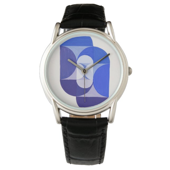 Joseph Schillinger Key Blue. Abstracte geometrie Horloge (Voorkant)