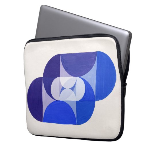 Joseph Schillinger Key Blue. Abstracte geometrie Laptop Sleeve (Voorkant Links)