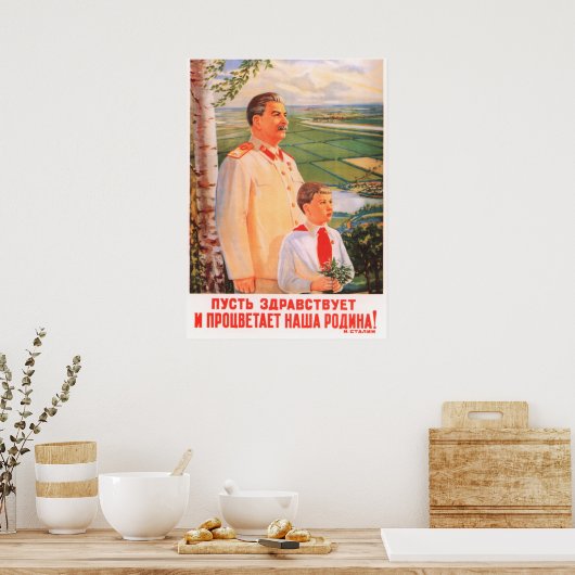 Joseph Stalin Sovjet-propaganda poster (Keuken)