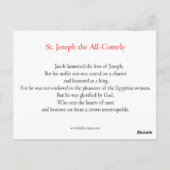 Joseph the All-Comely Prayer Card Briefkaart (Achterkant)