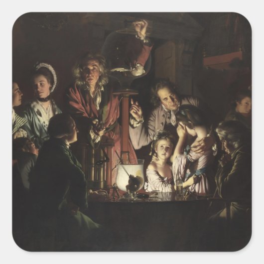 Joseph Wright - Een experiment op een vogel in luc Vierkante Sticker (Voorkant)