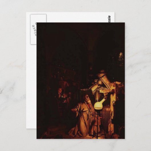 Joseph Wright-The Alchemist die fosfor ontdekt Briefkaart (Voorkant / Achterkant)