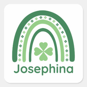 Josephina Name Clover Boho Rainbow Vierkante Sticker