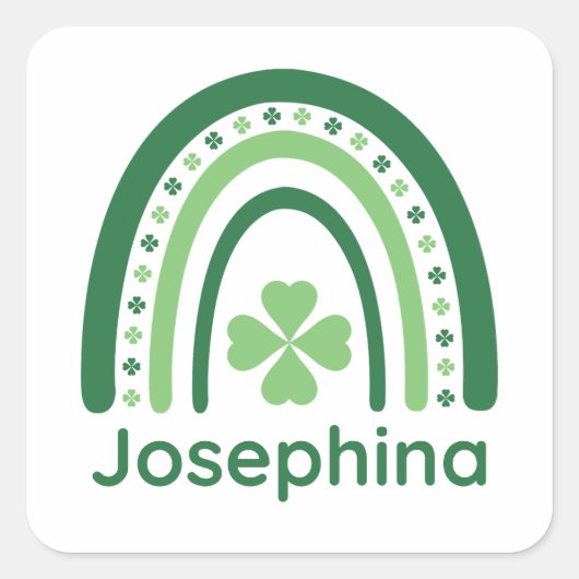 Josephina Name Clover Boho Rainbow Vierkante Sticker (Voorkant)